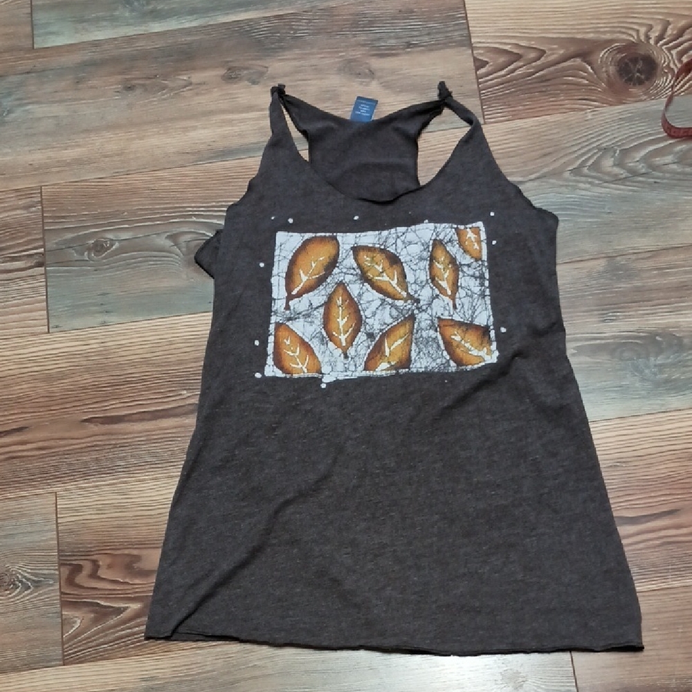 Waxon Gray Racerback Tank Top with Feather Graphic